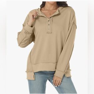 Tanou Women's Oversized Sweatshirts Long Sleeve
Khaki 
NWT ⭐️